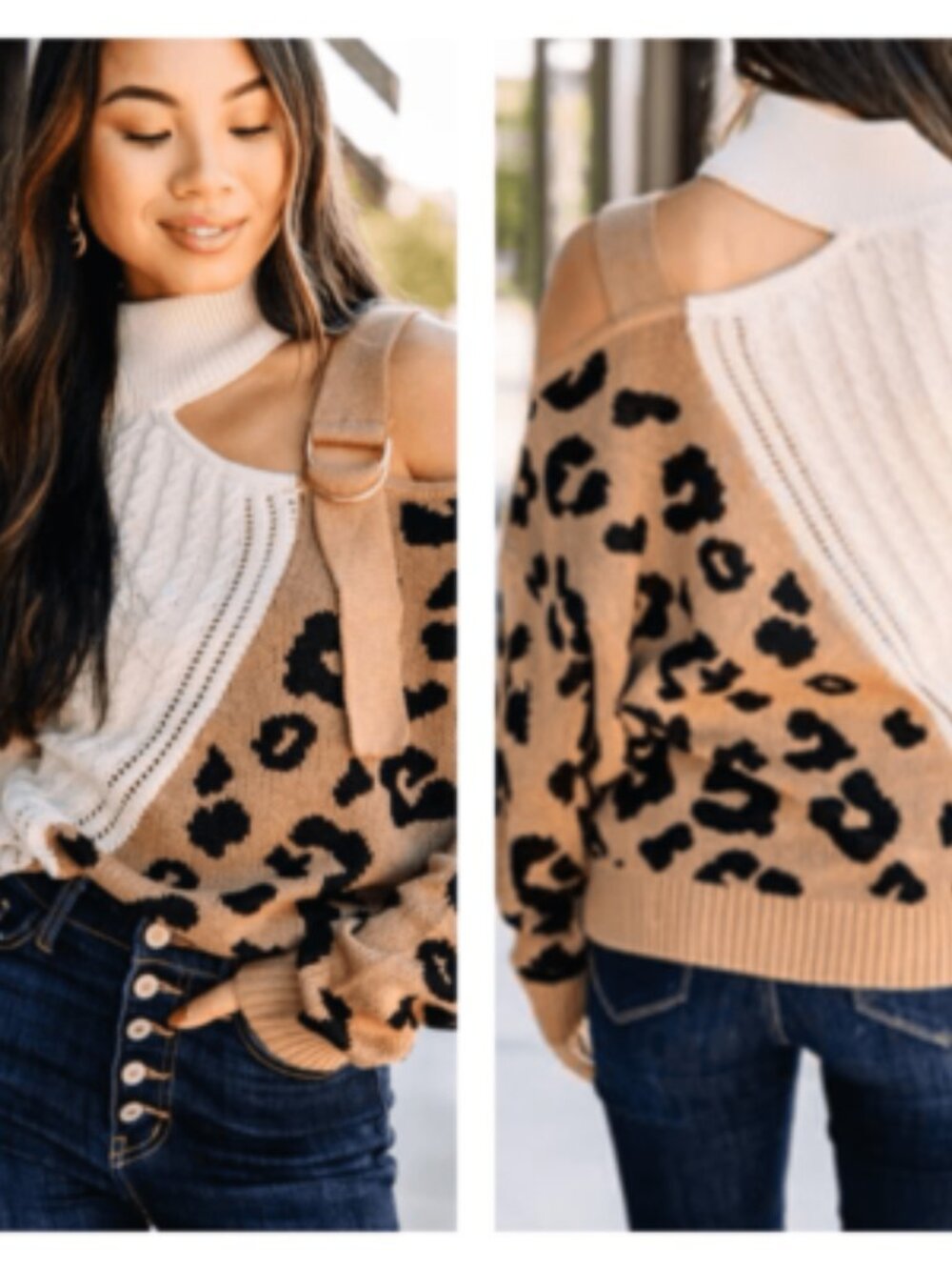Andree by Unit Bold Adventures Mustard Yellow Leopard Sweater Medium NWT